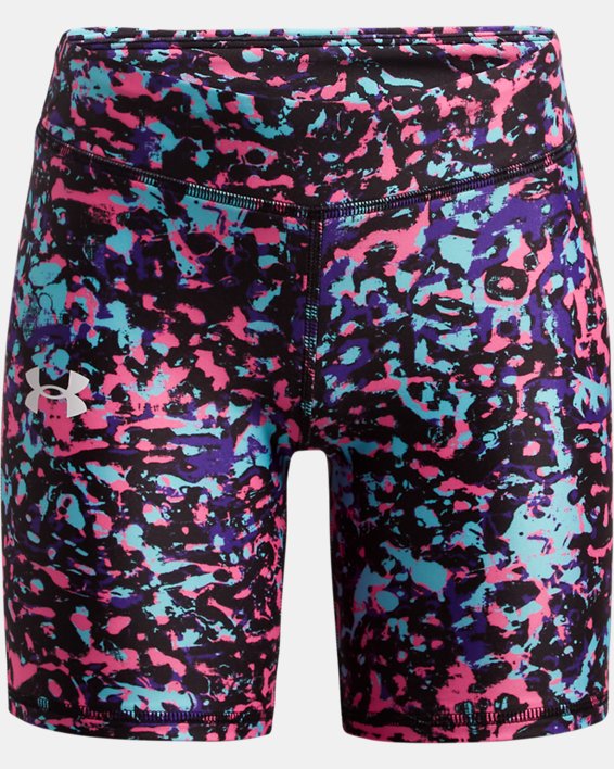 Girls' HeatGear® Armour AOP Bike Shorts, Black, pdpMainDesktop image number 0